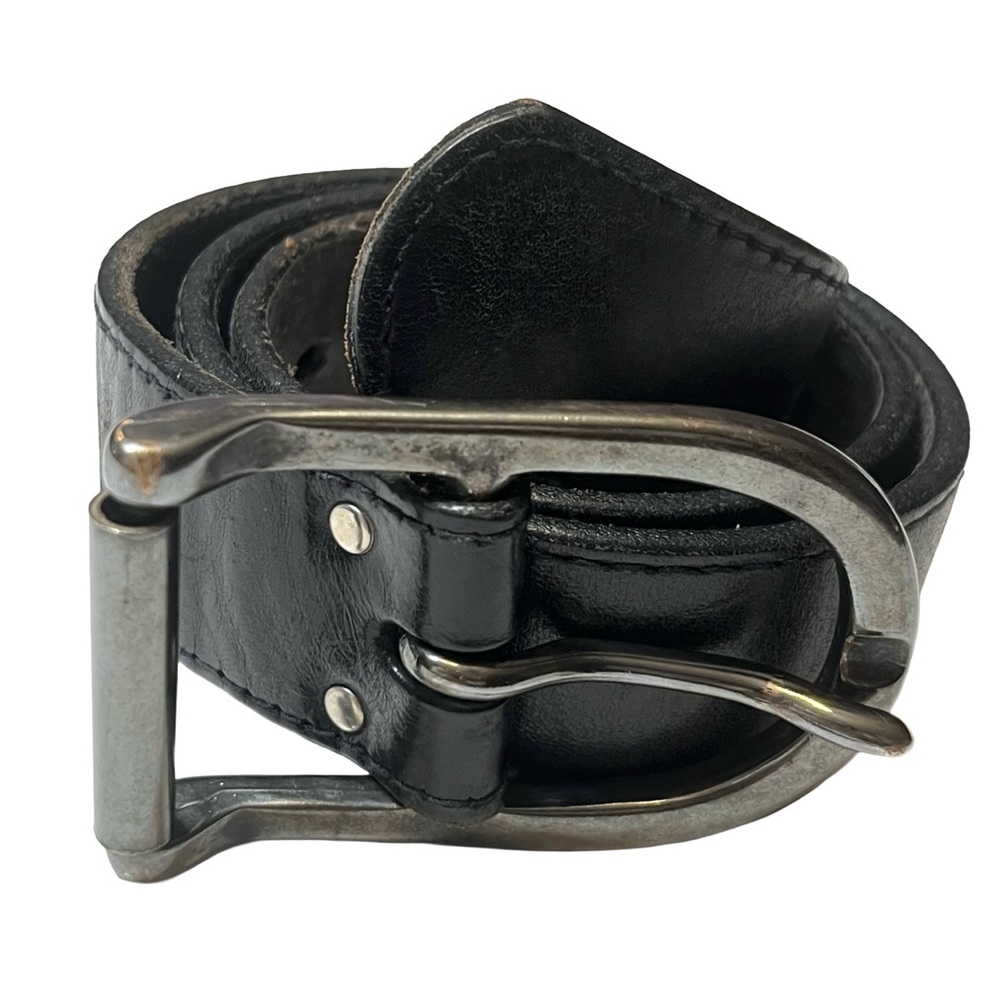 Vintage 1980s Women’s Dark Brown Genuine Leather Belt Silver Buckle XS-S